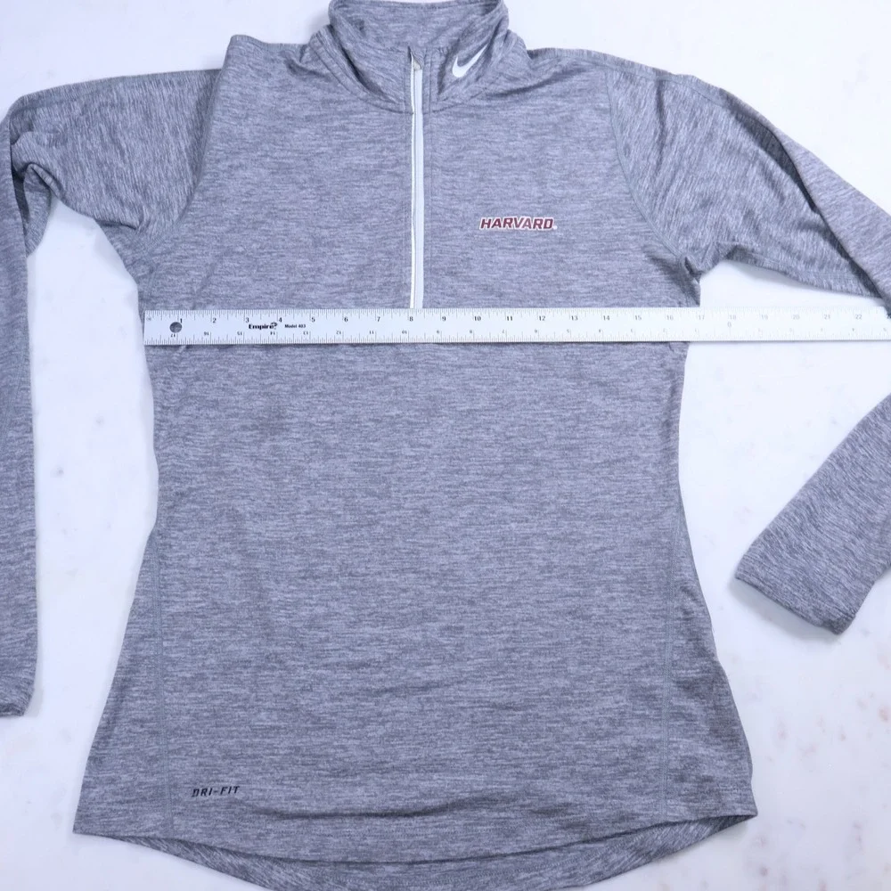 Nike Dri-FIT Harvard Heathered Grey‎ Half Zip Pullover Womens Small Thumbholes